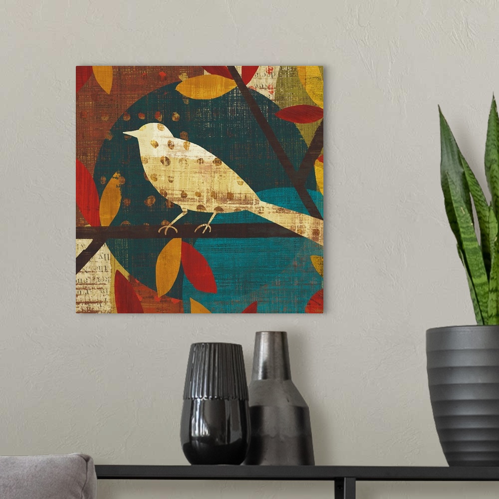 A modern room featuring Spotted Thrush IV