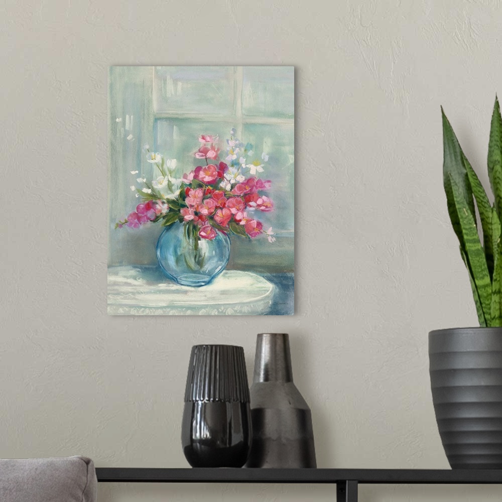 A modern room featuring Spring Bouquet I Crop