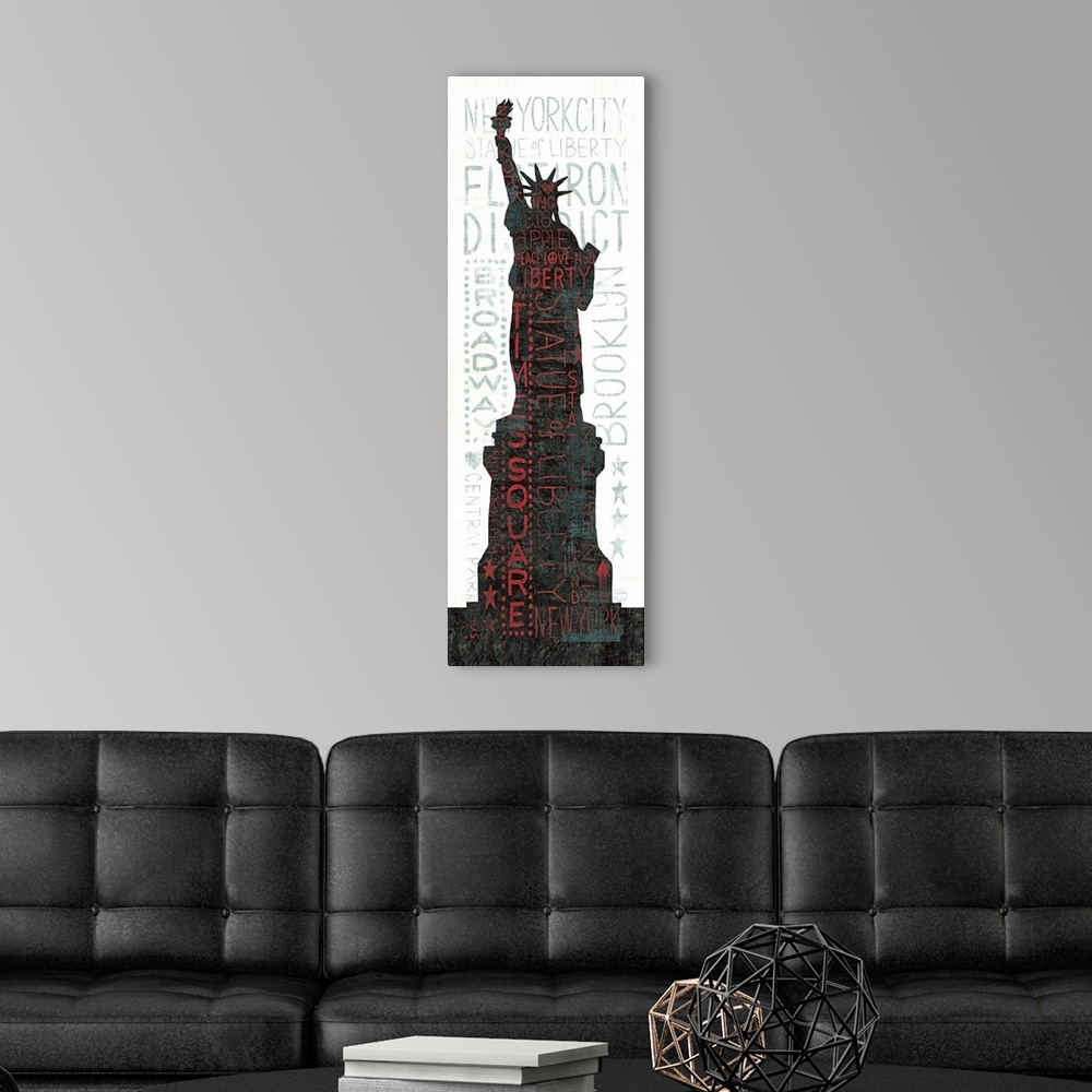 A modern room featuring Statue of Liberty - Red