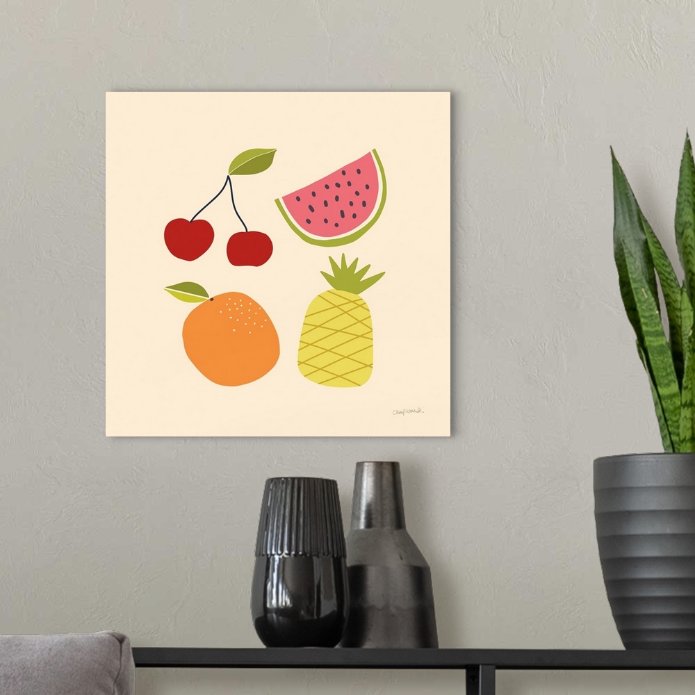 A modern room featuring Summer Fruits II
