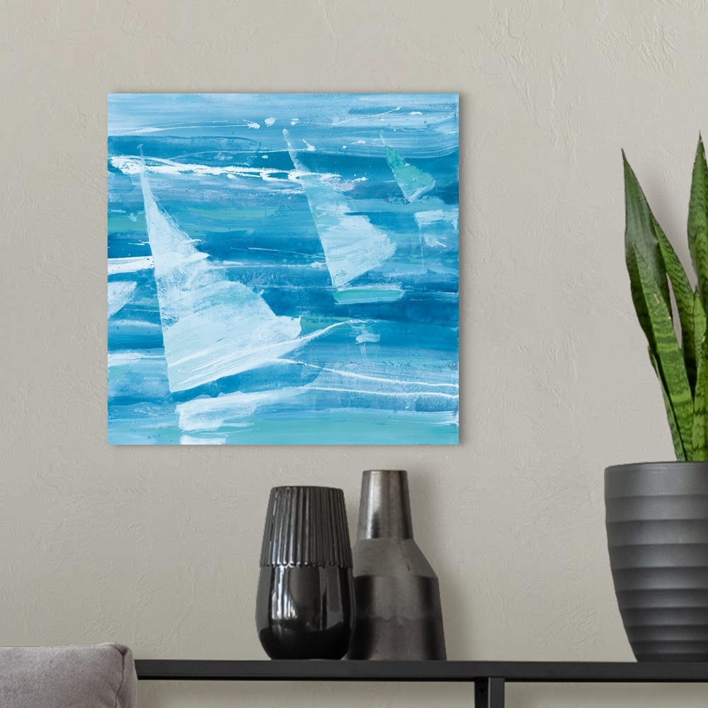A modern room featuring Summer Sail II Blue