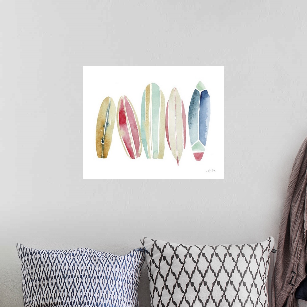 A bohemian room featuring Surfboards In A Row