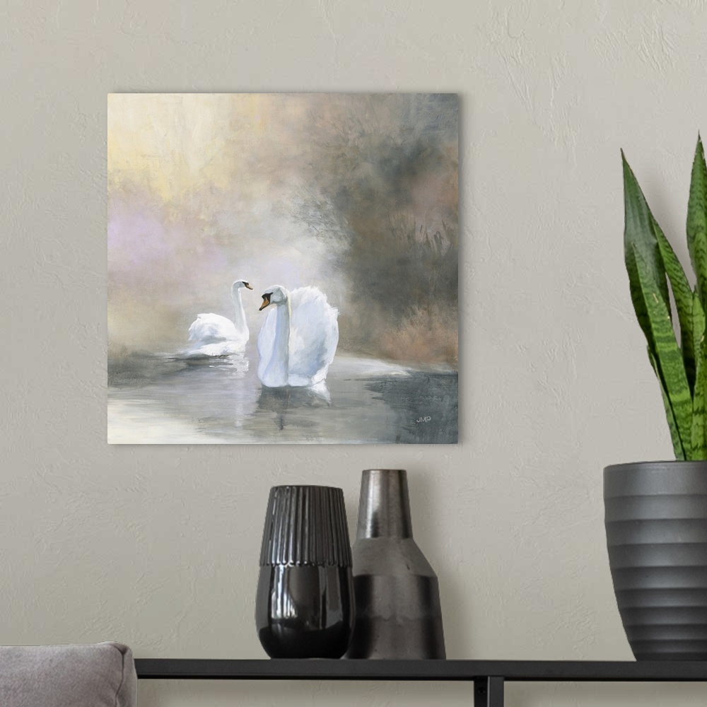 A modern room featuring Swans In Mist