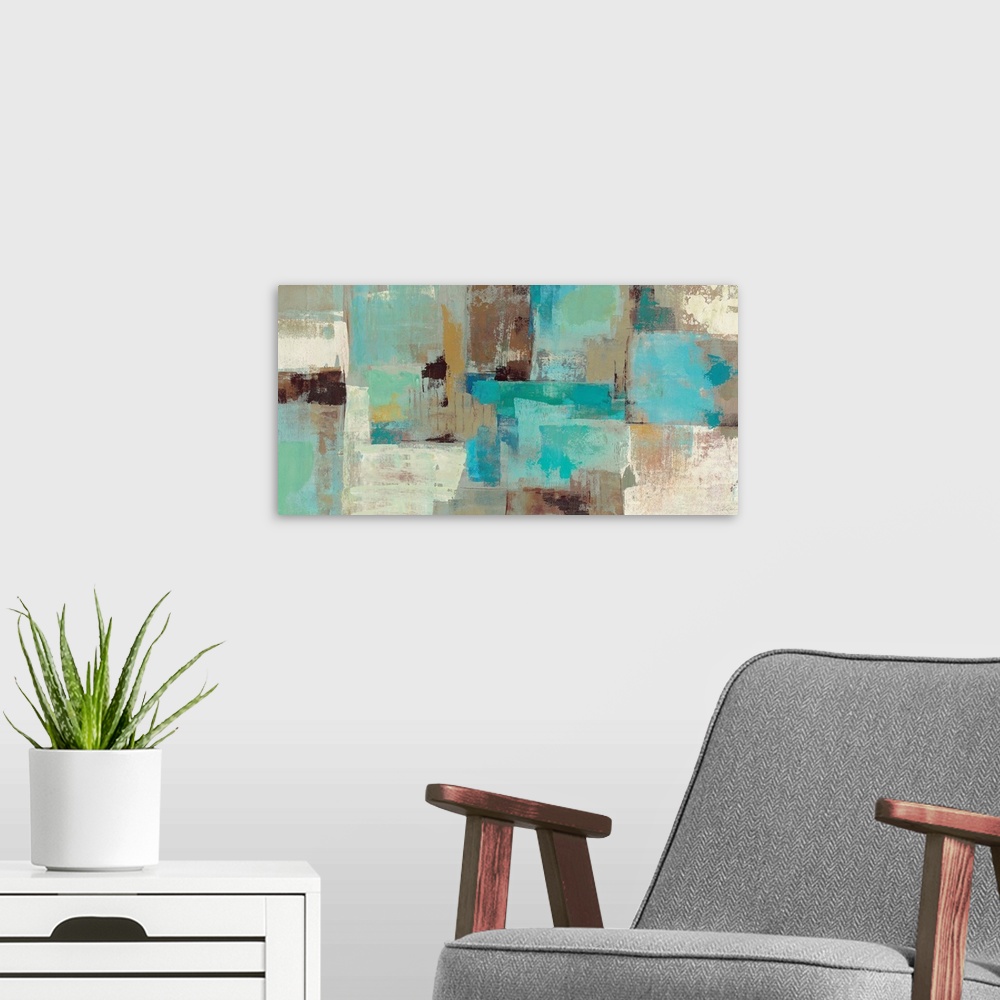 A modern room featuring Teal and Aqua Reflections v.2