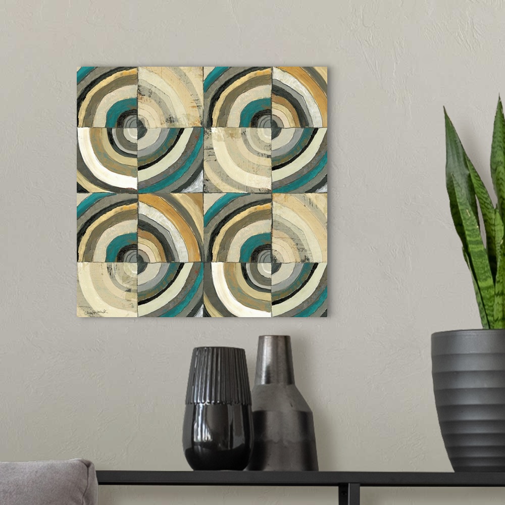 A modern room featuring The Center II Abstract Turquoise