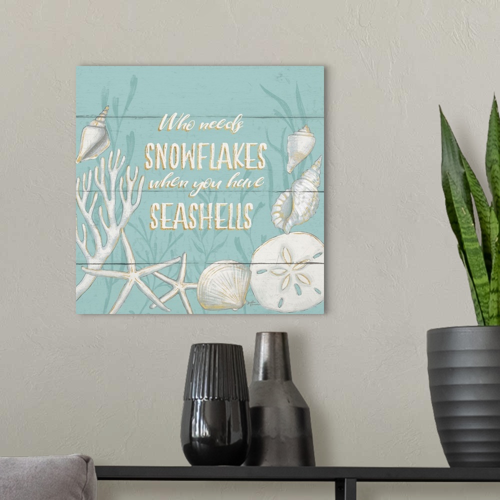 A modern room featuring Tranquil Morning II Snowflakes