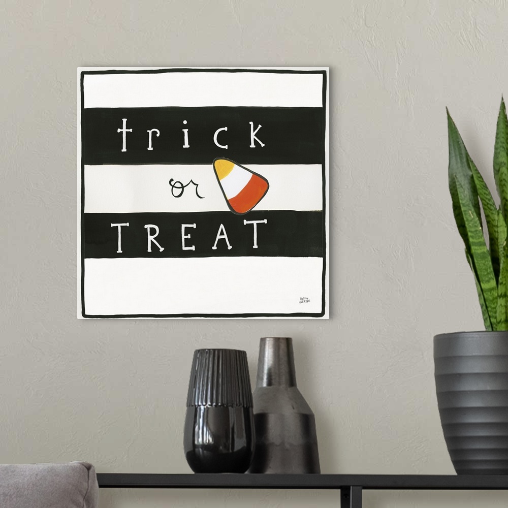 A modern room featuring Trick or Treat