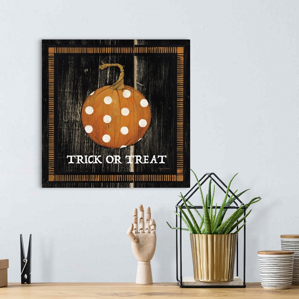 A bohemian room featuring Trick or Treat Pumpkin