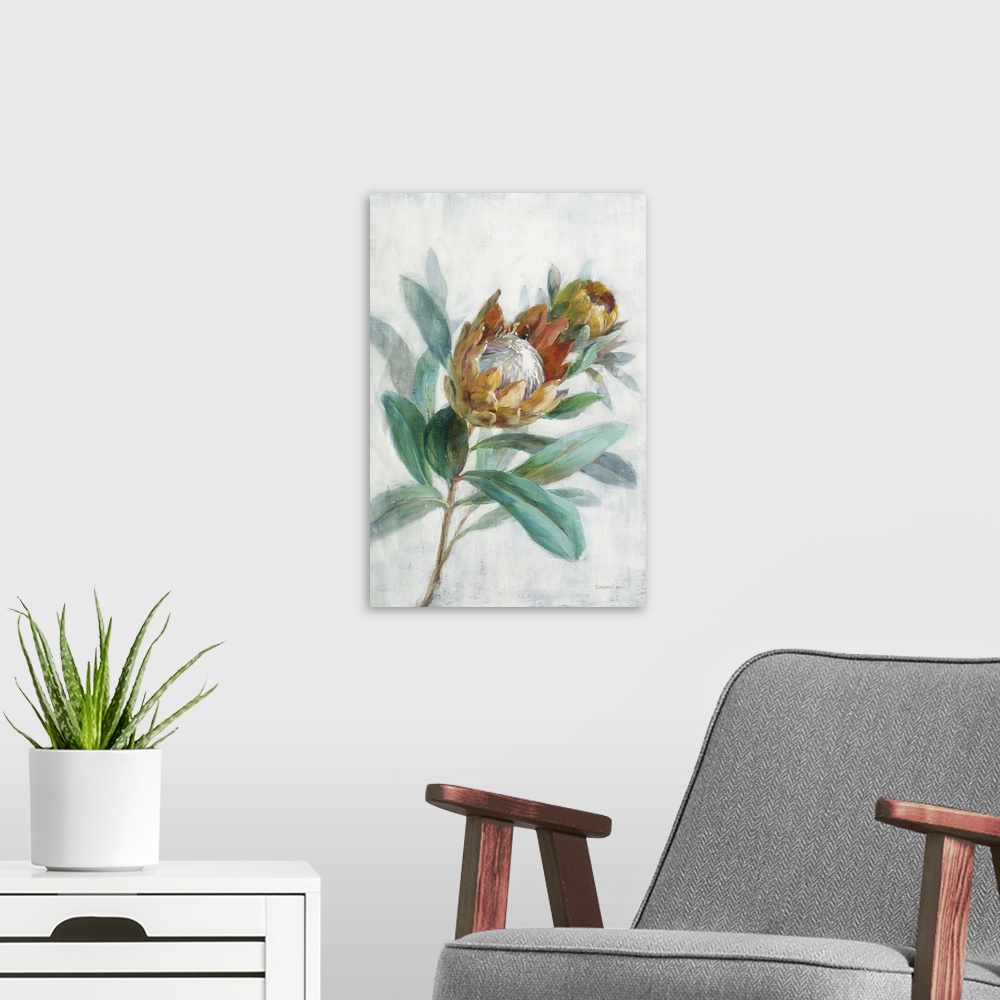 A modern room featuring Tropical Protea