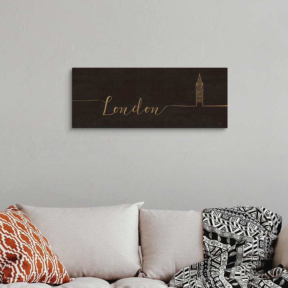 A bohemian room featuring Underlined Cities III Black