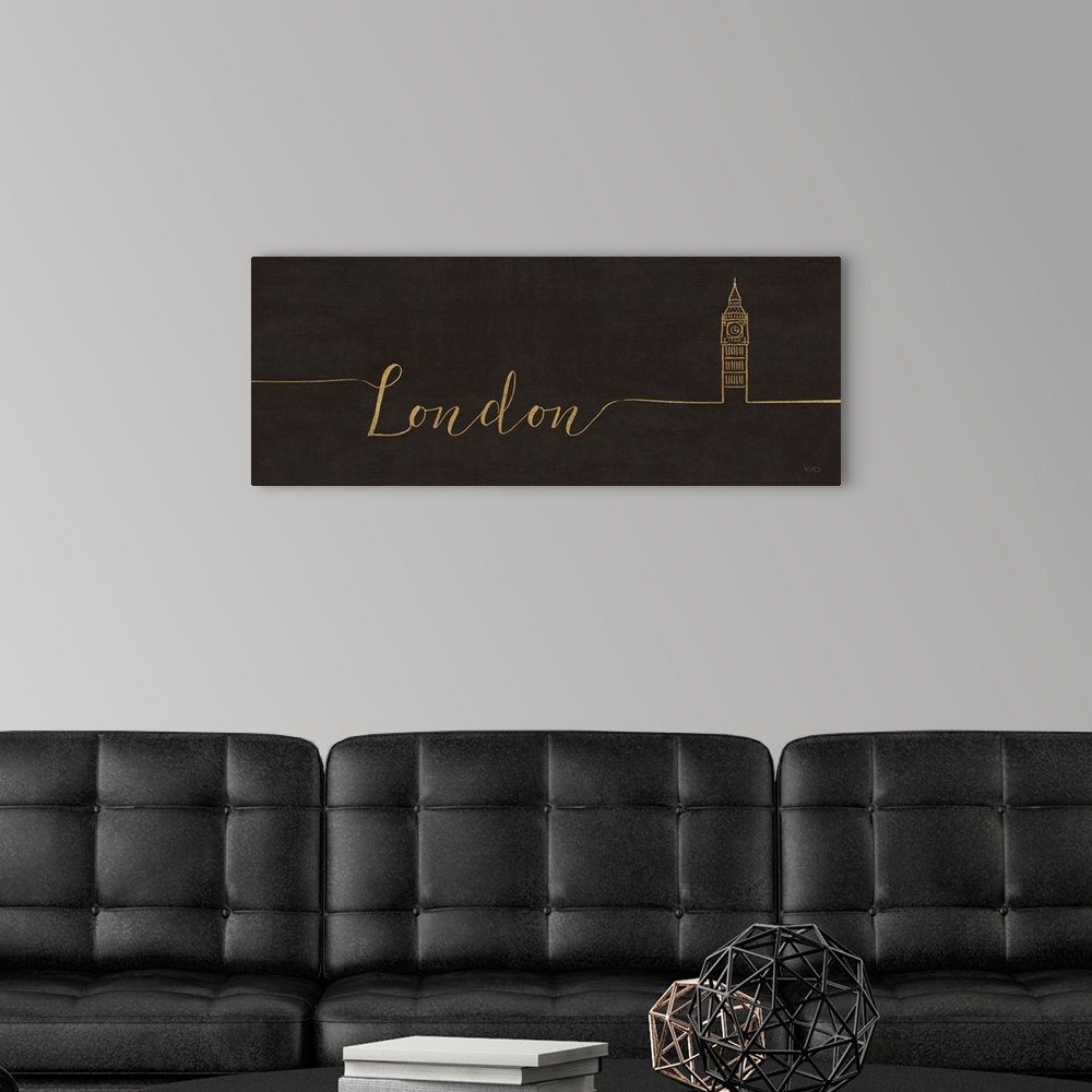 A modern room featuring Underlined Cities III Black