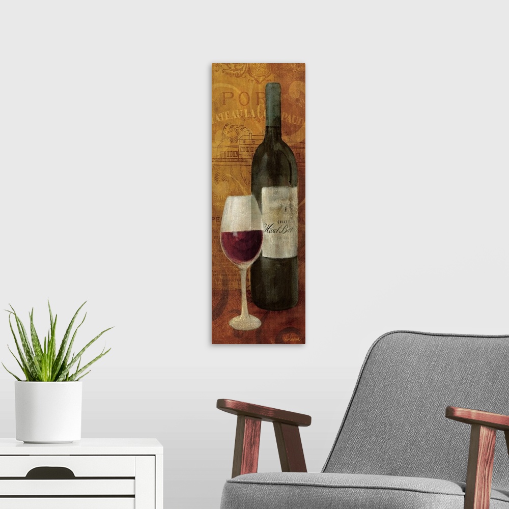A modern room featuring Vin Rouge Panel I