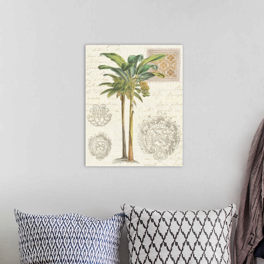 A bohemian room featuring Vintage Palm Study I