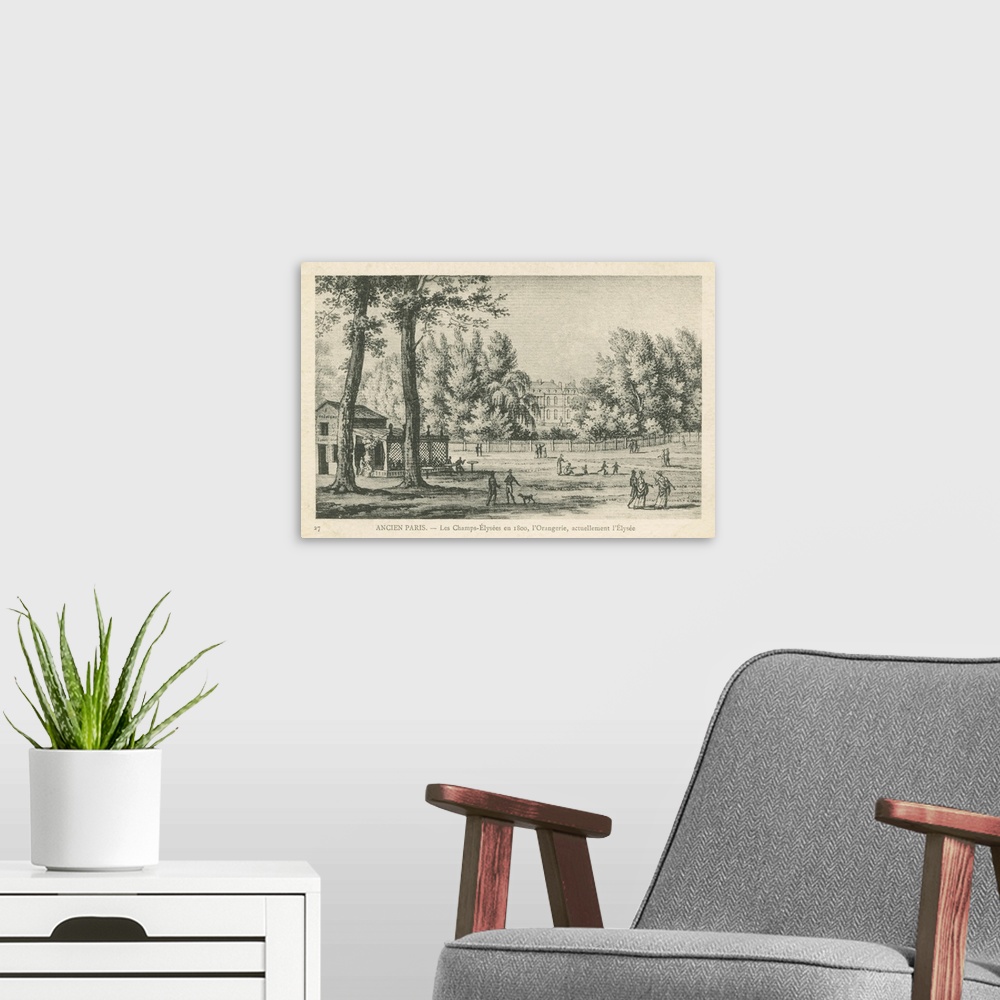 A modern room featuring Vintage Paris Postcard I