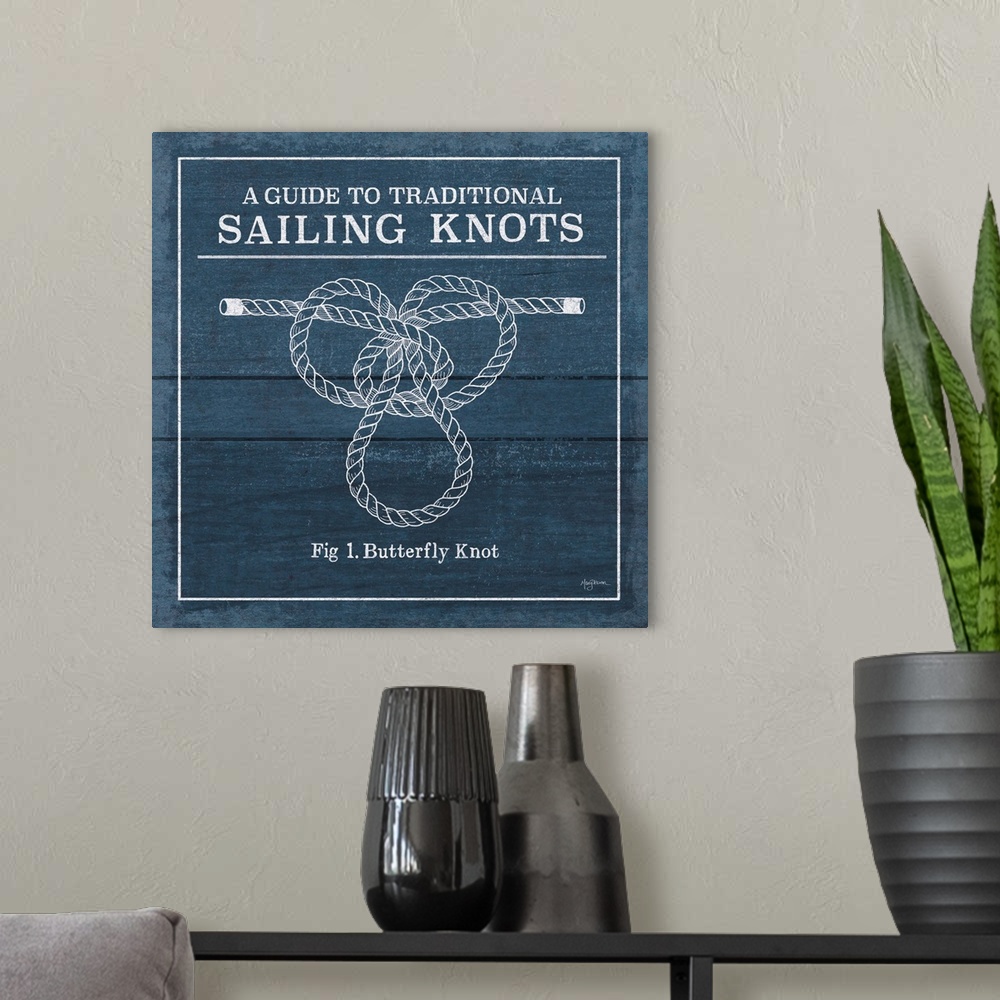 A modern room featuring "A Guide To Traditional Sailing Knots- Fig 1. Butterfly Knot"