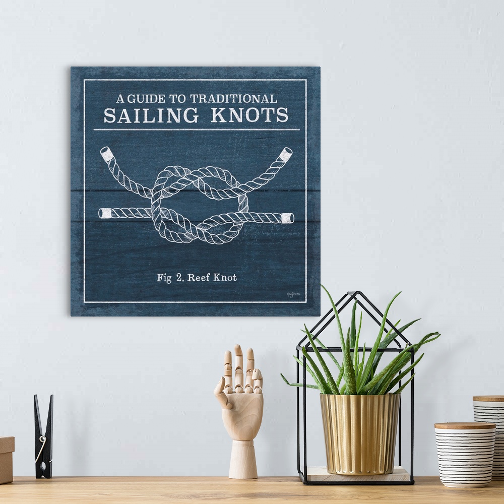 A bohemian room featuring "A Guide To Traditional Sailing Knots- Fig 2. Reef Knot"