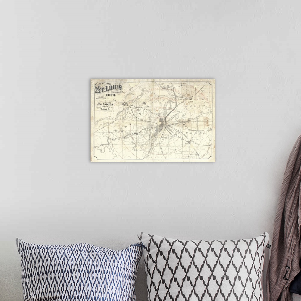 A bohemian room featuring Vintage St Louis Map 2