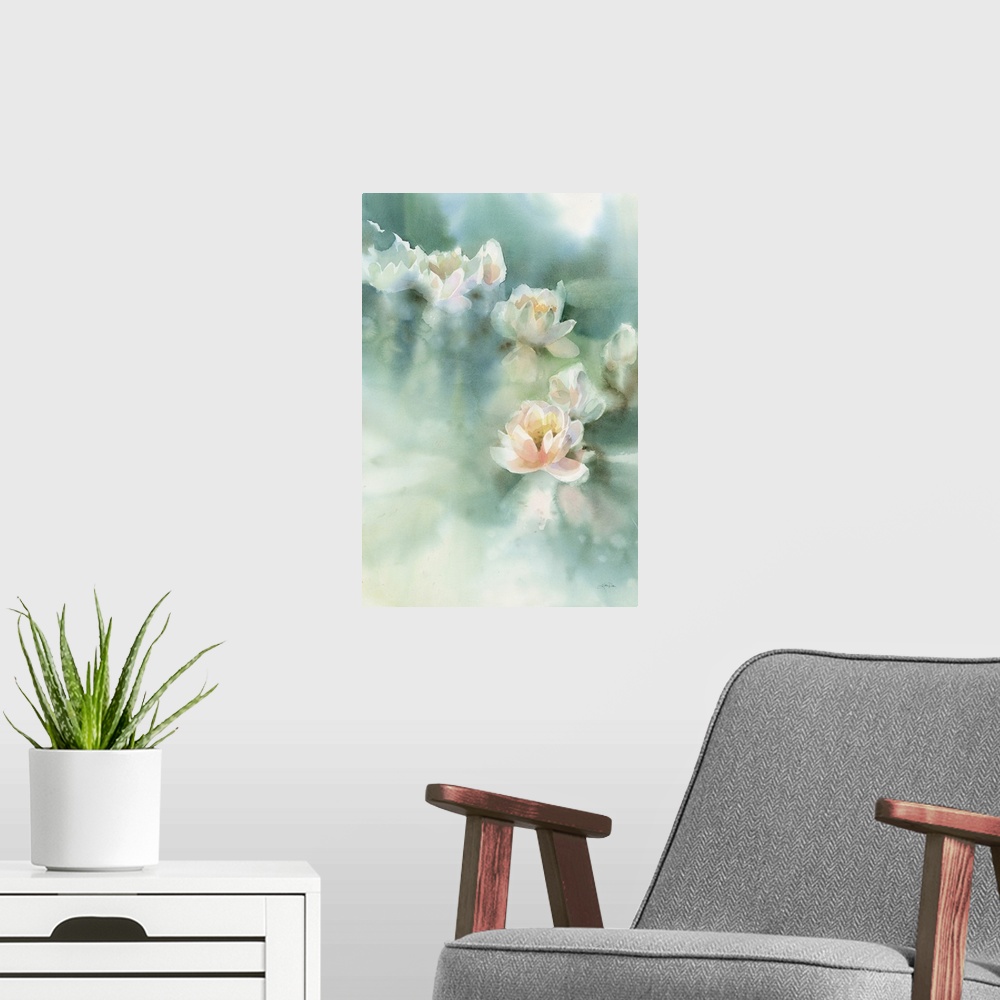 A modern room featuring Water Lily I