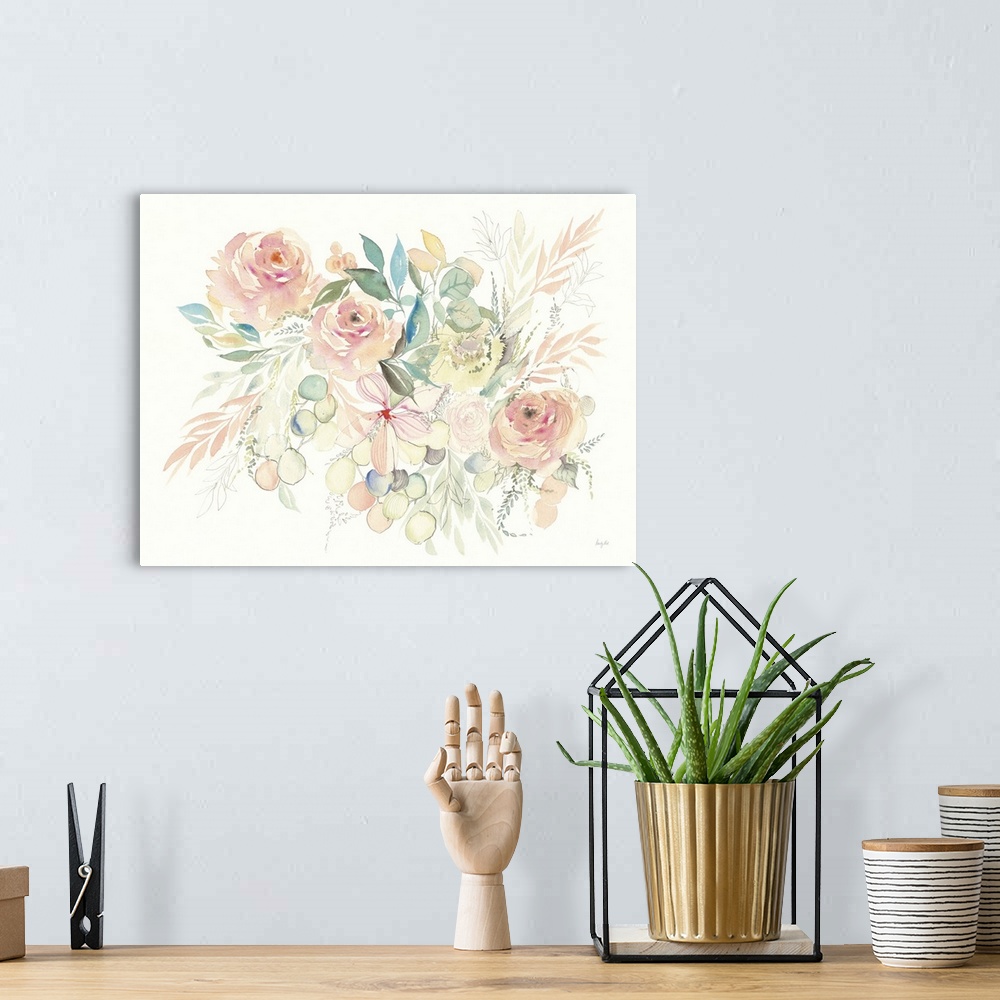 A bohemian room featuring Watercolor Blossom I
