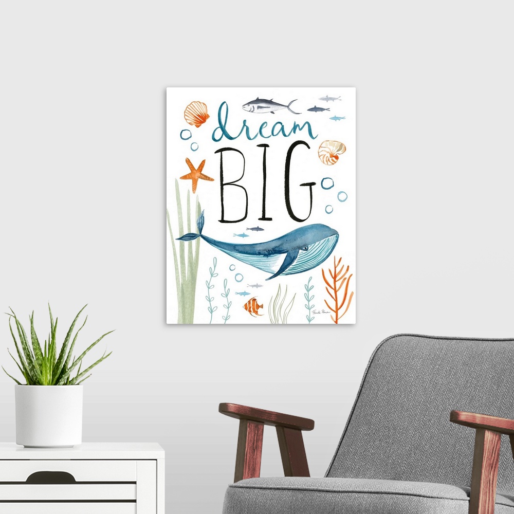 A modern room featuring Whale Tale I