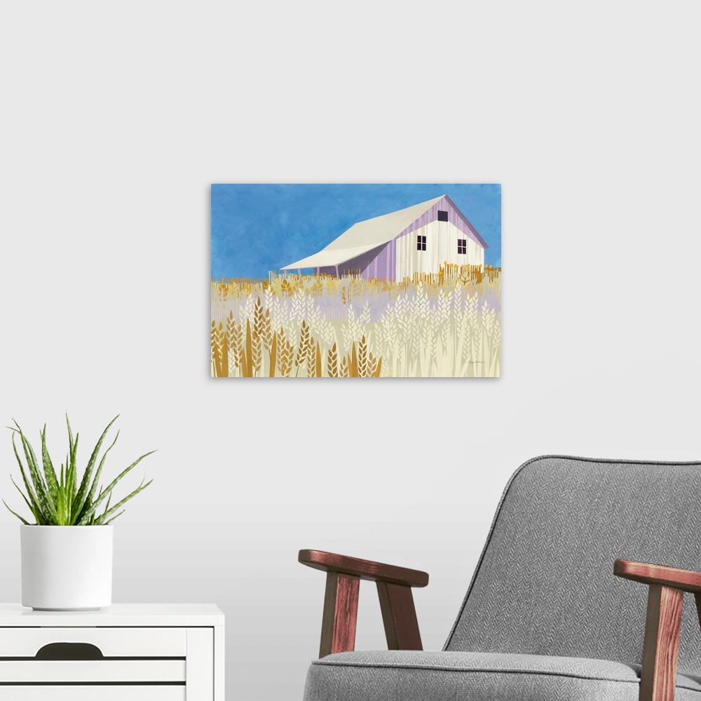 A modern room featuring Wheat Fields