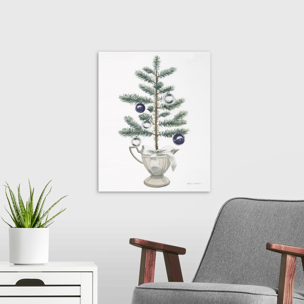 A modern room featuring White Christmas Tree