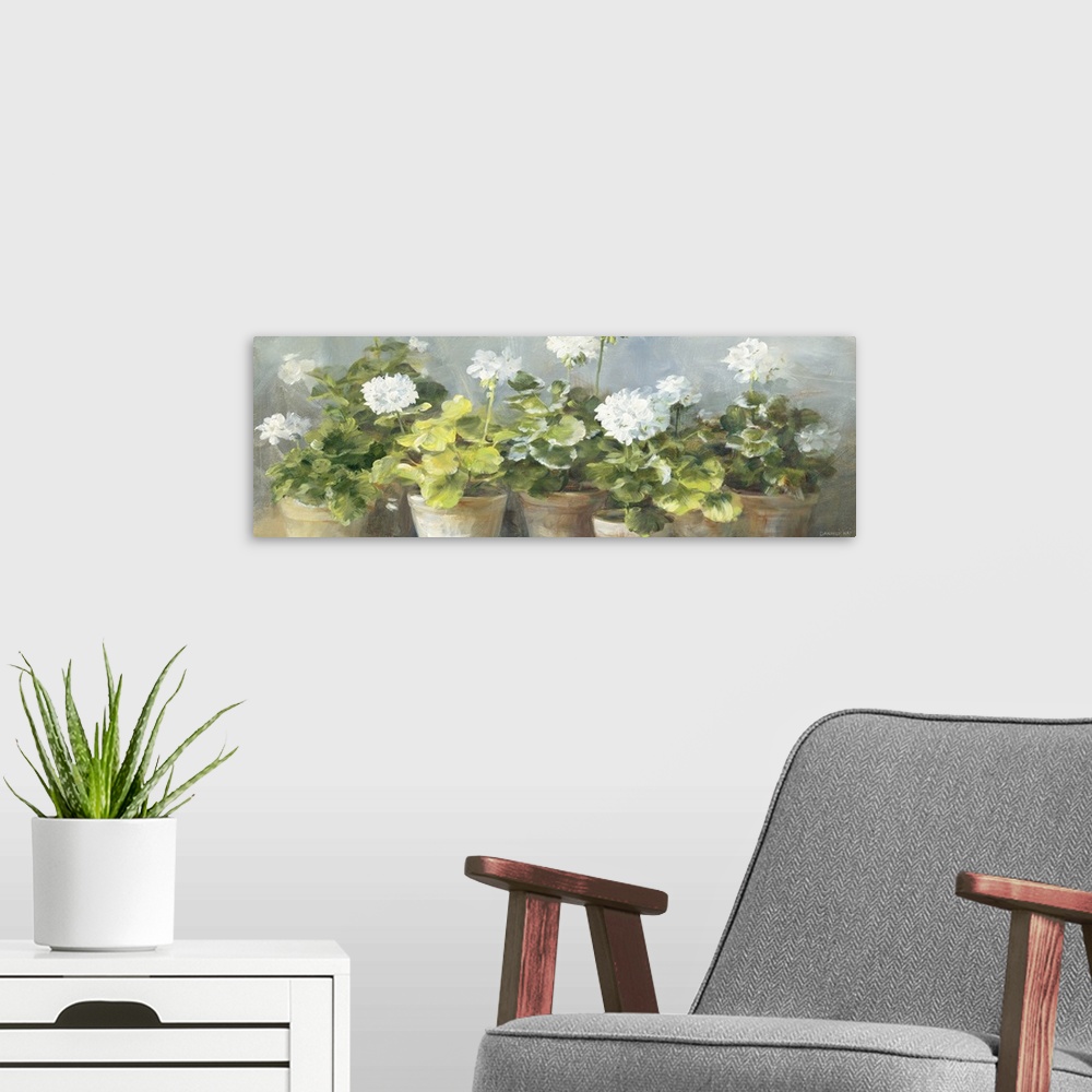 A modern room featuring White Geraniums v2