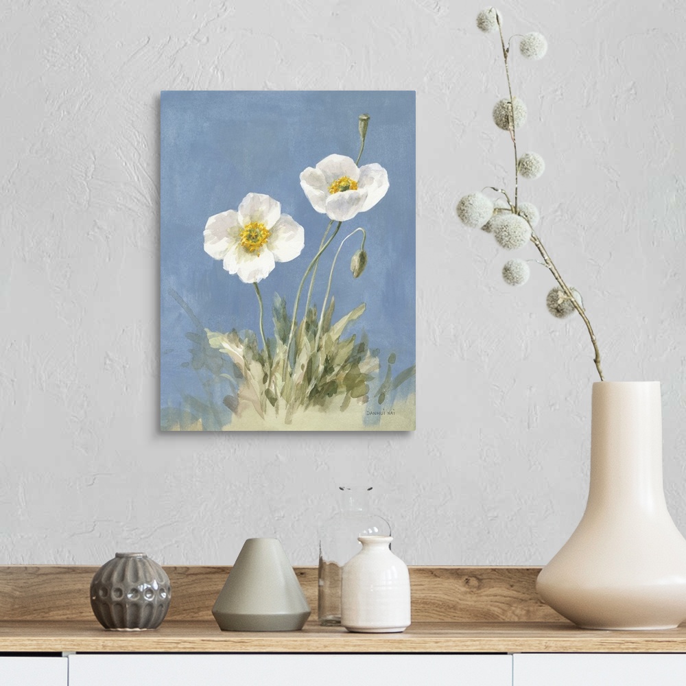 A farmhouse room featuring White Poppies I