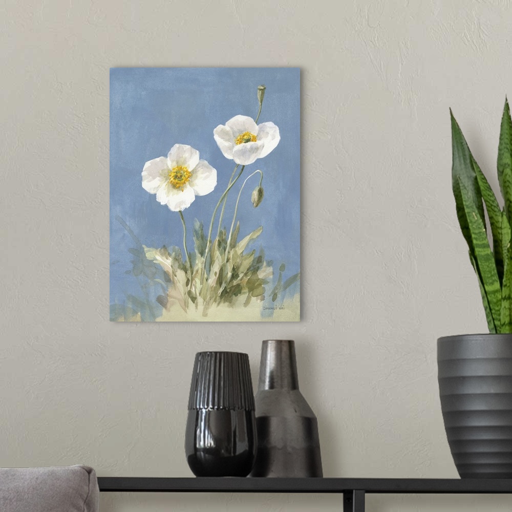 A modern room featuring White Poppies I