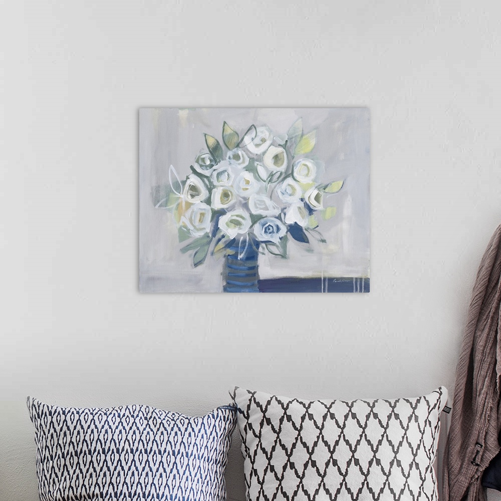 A bohemian room featuring White Roses On Gray