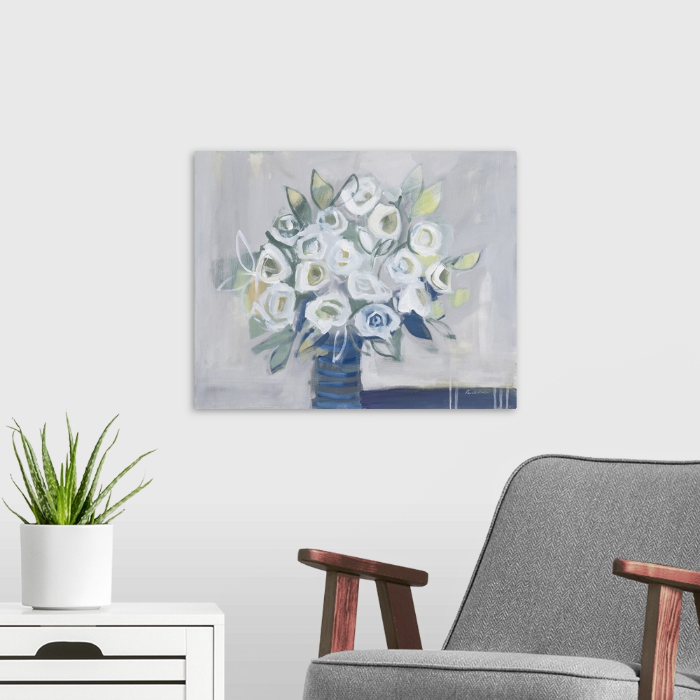 A modern room featuring White Roses On Gray