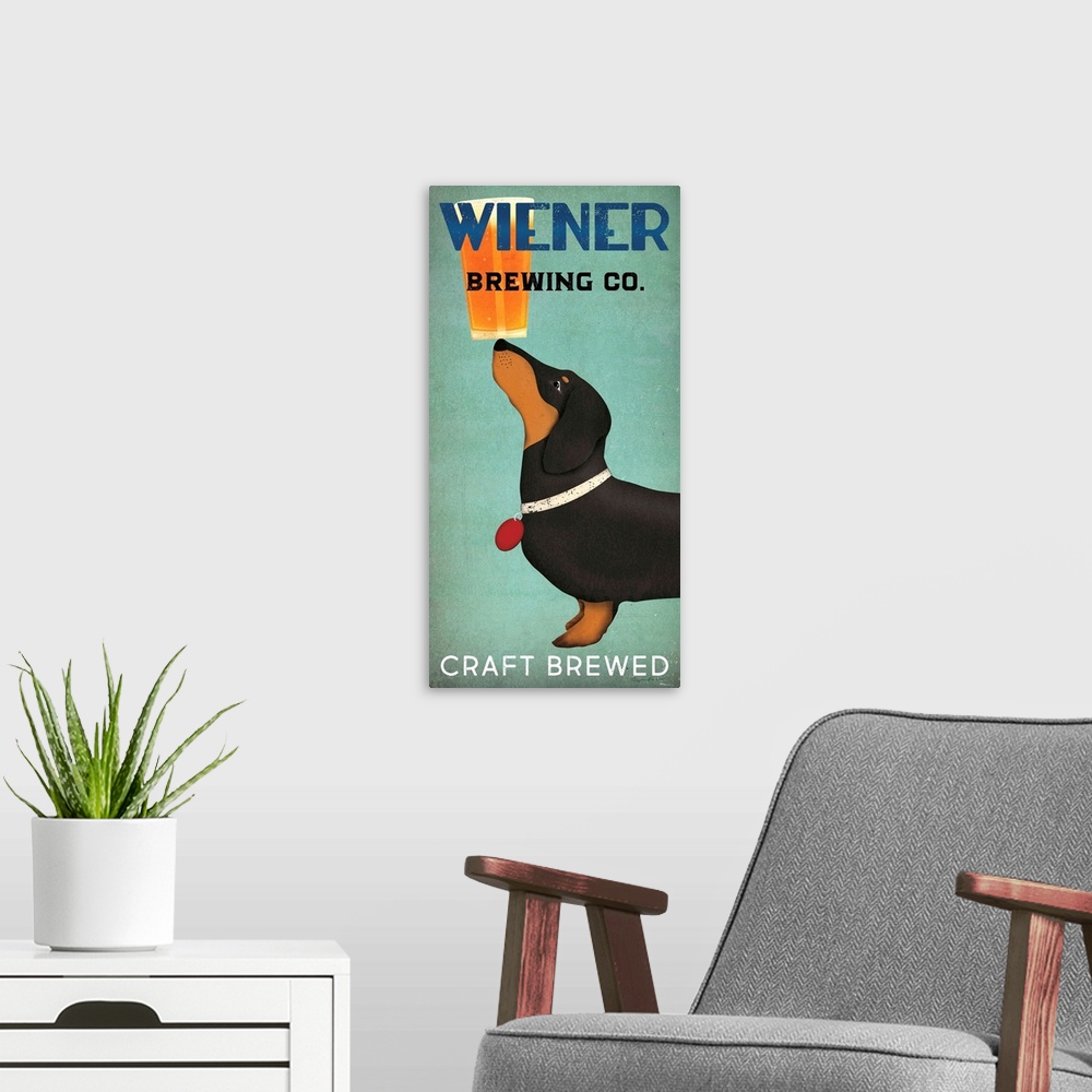 A modern room featuring "Wiener Brewing Co. Craft Brewed"