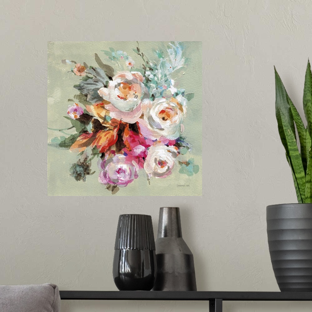 A modern room featuring Windblown Blooms I