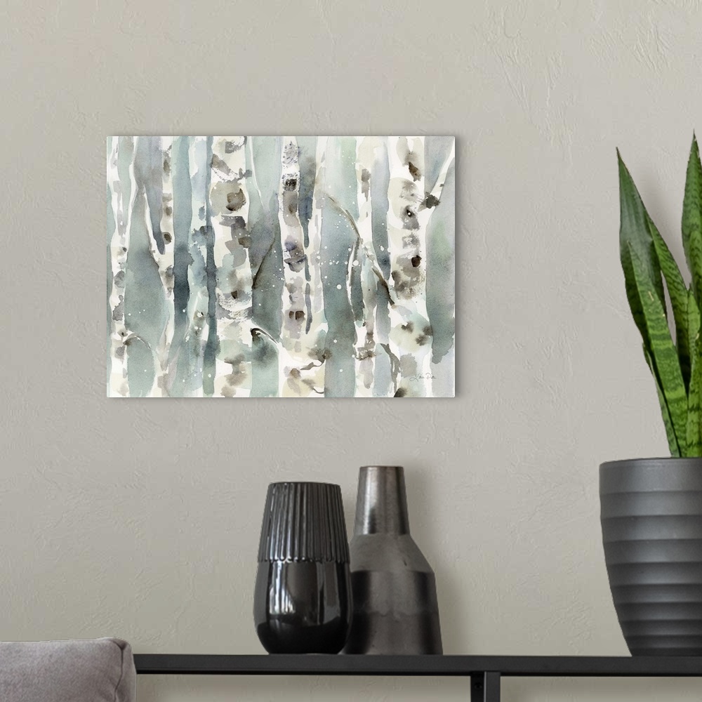 A modern room featuring Winter Birches