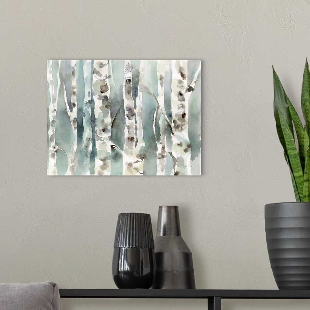 A modern room featuring Winter Birches V2