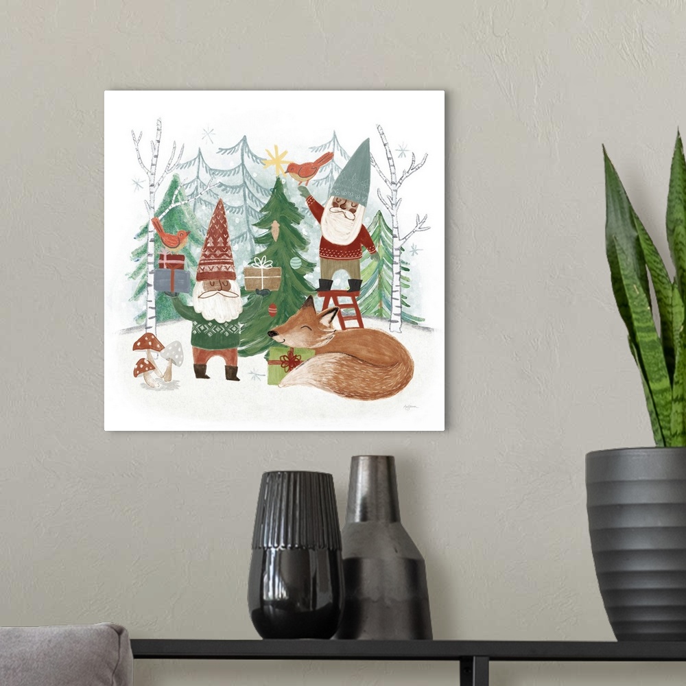 A modern room featuring Woodland Gnomes VI