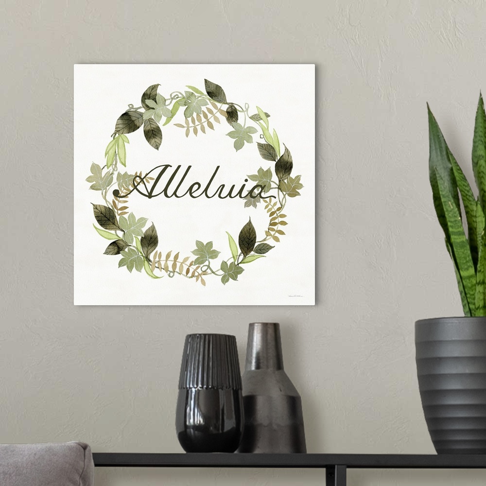 A modern room featuring Wreath with Words III