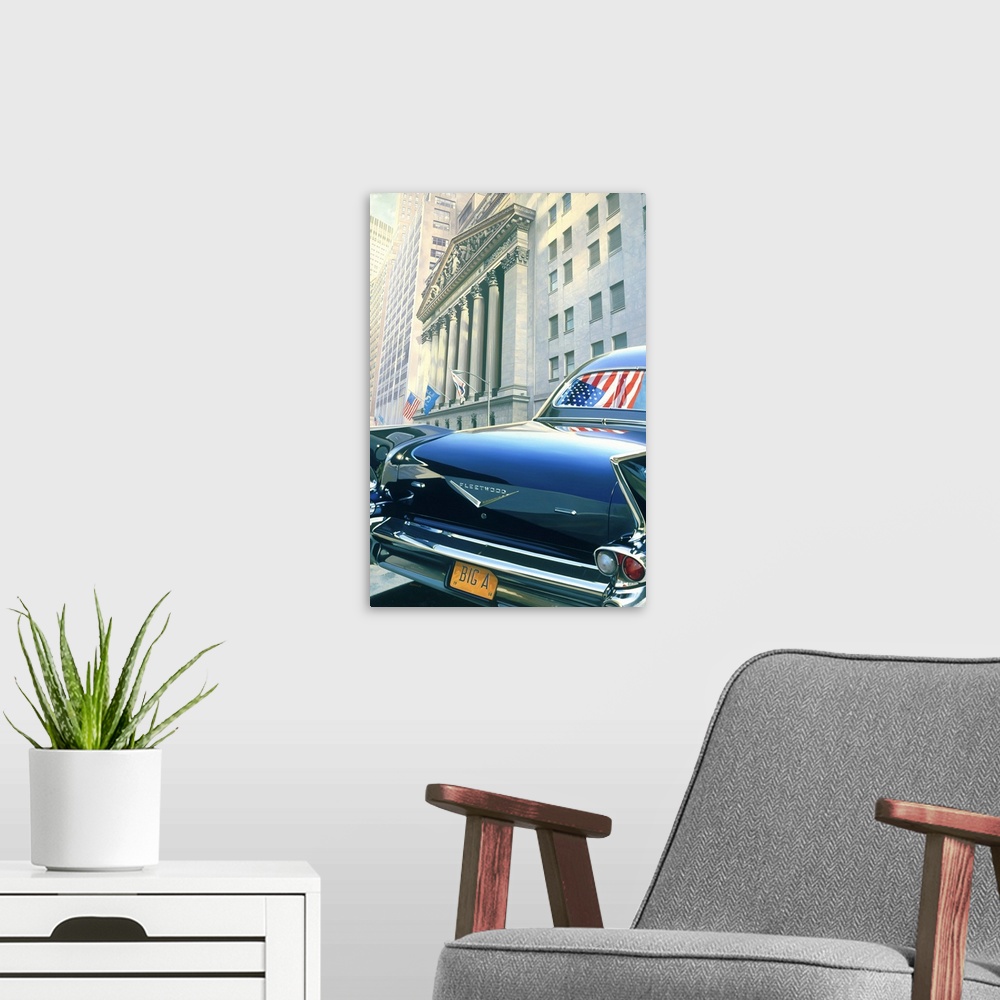 A modern room featuring '59 Cadillac Fleetwood Bougham