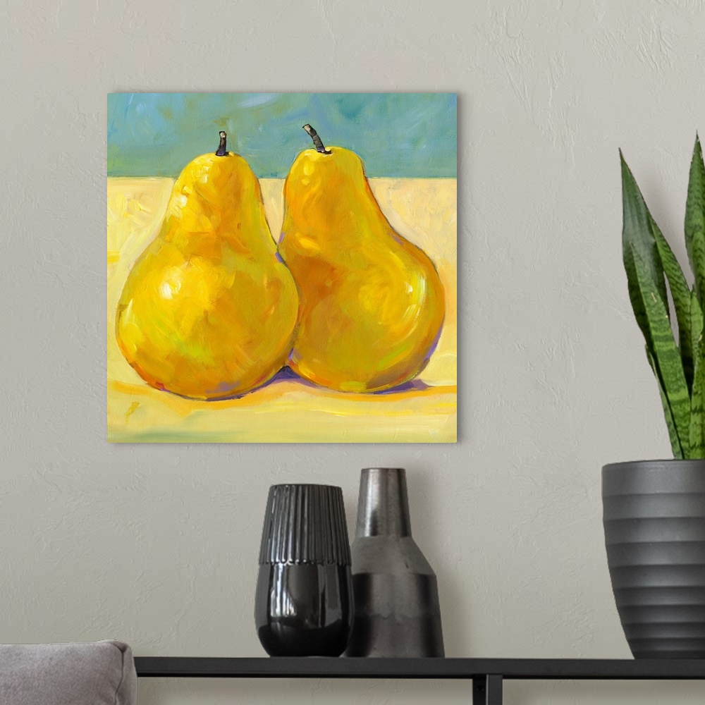 A modern room featuring A Pair of Pears