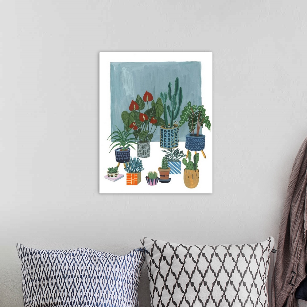 A bohemian room featuring A Portrait of Plants I