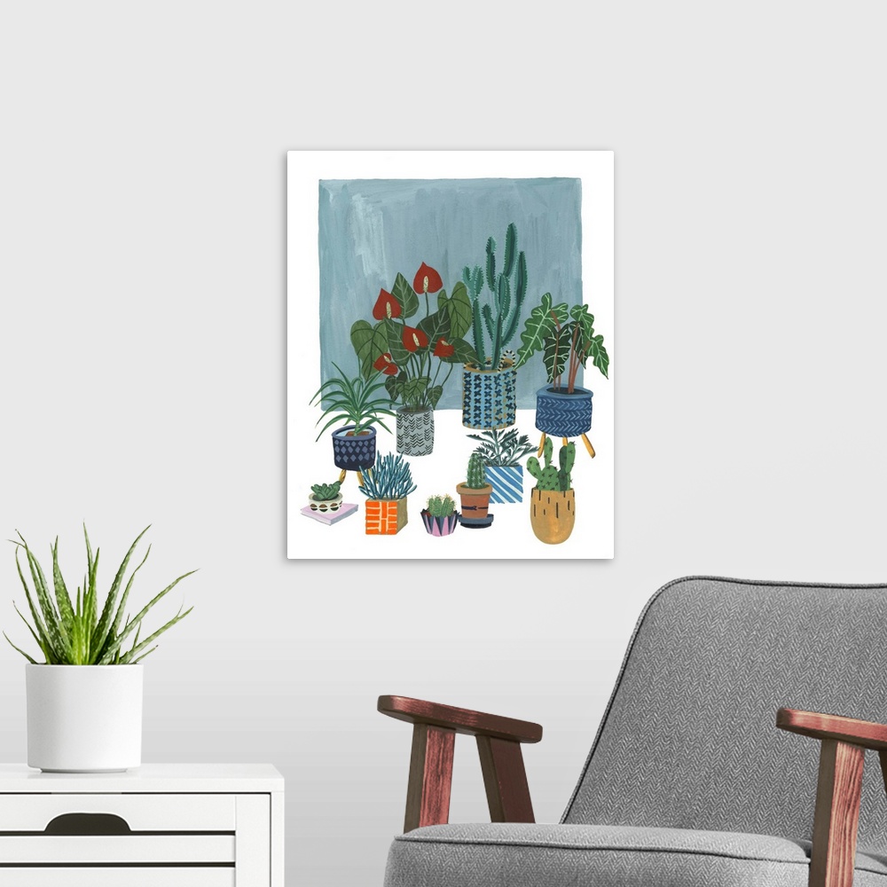 A modern room featuring A Portrait of Plants I