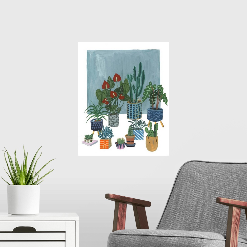 A modern room featuring A Portrait of Plants I