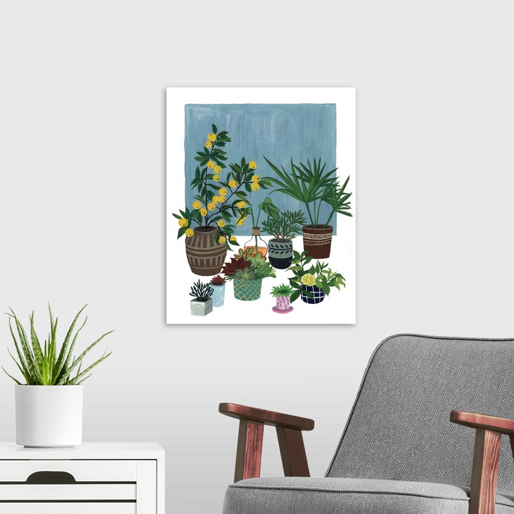 A modern room featuring A Portrait of Plants II