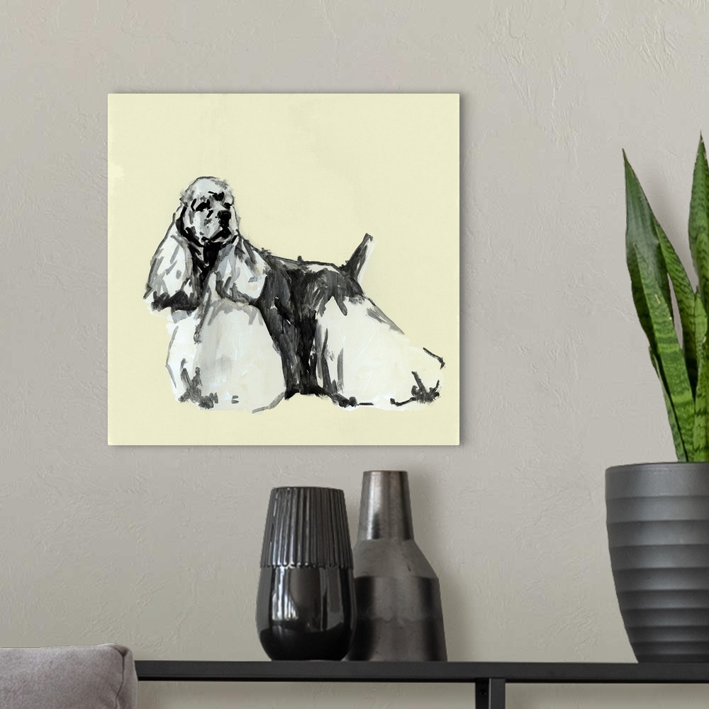 A modern room featuring A Very Pastel Modern Dog VII