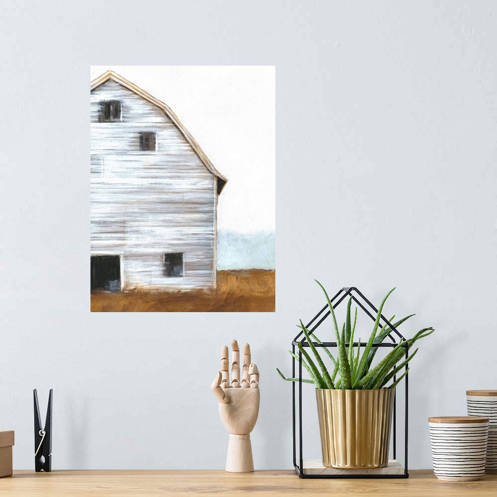 A bohemian room featuring Horizontal brush strokes and a soft amber landscape form to make a cropped image of a white worn ...