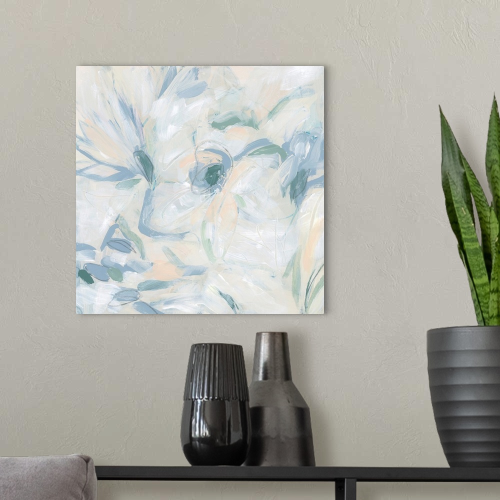 A modern room featuring Abstract Flower Fresco I