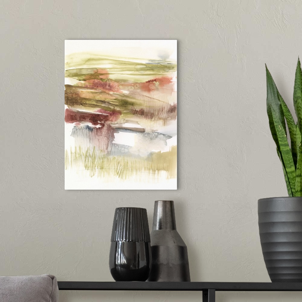 A modern room featuring Abstract Flower Horizon I