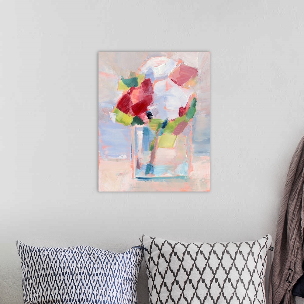 A bohemian room featuring Abstract Flowers in Vase II