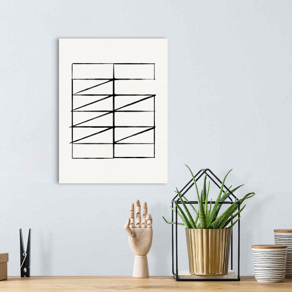 A bohemian room featuring Abstract Ink Grid I