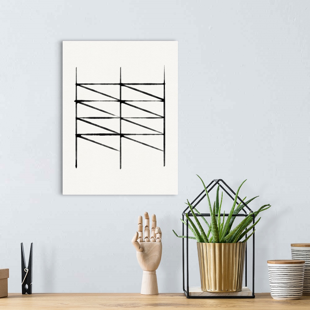 A bohemian room featuring Abstract Ink Grid II